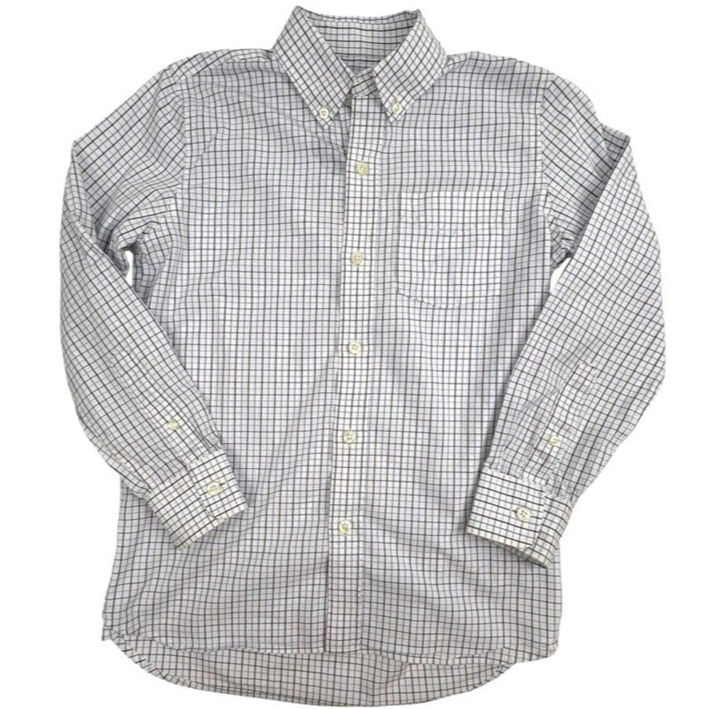 Gap Kids Boys Button Down Shirt Blue Green Plaid Check  L 10 100% Cotton Preppy